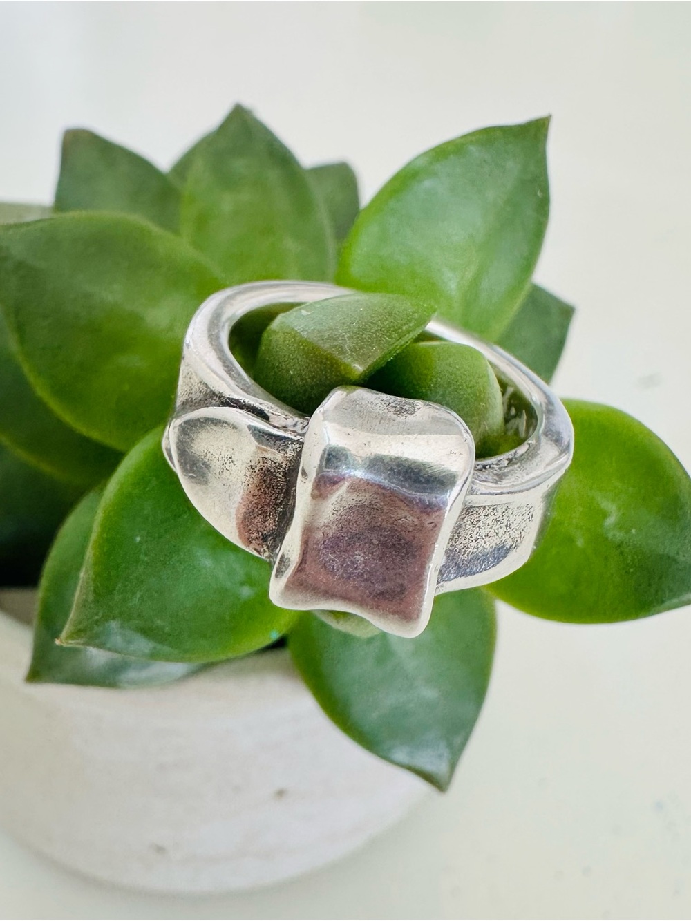 UNO de 50 Polished Sterling Silver Square Accent Ring